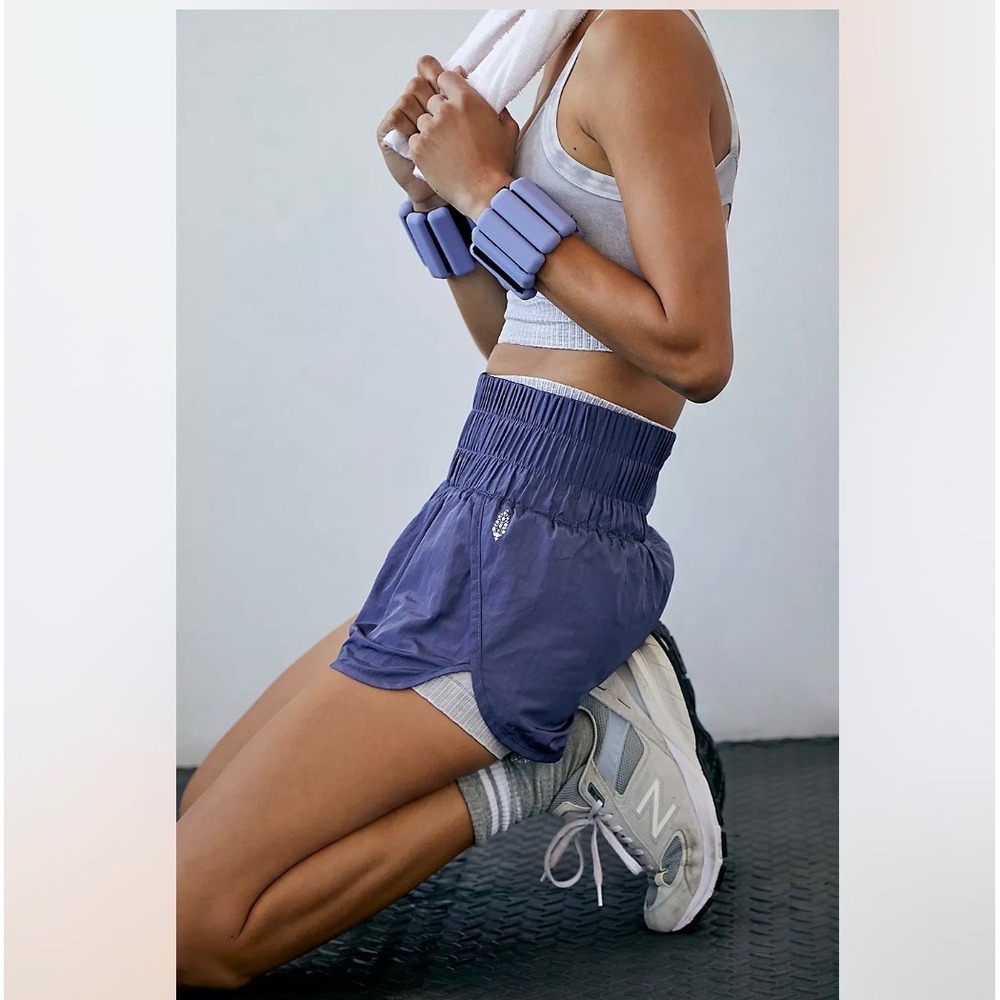 C27 Free People FP Movement The Way Home Shorts Periwinkle Blue High Waist Small